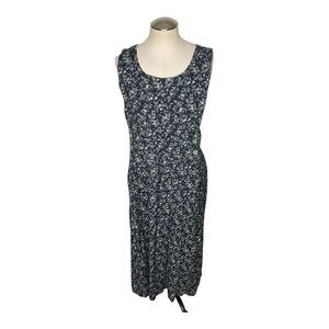 Metropolitan Rayon Floral Midi Dress Sleeveless Button Side Size M
